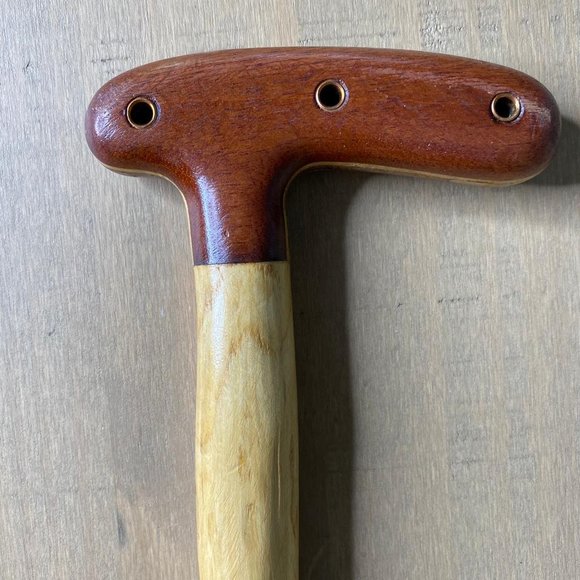Two Tone Color T-Handle Wood Walking Cane - Rubber Tip - Length 36" - Picture 1 of 9